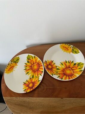 Royal Norfolk Sunflower Ceramic Dinner Plates - Set of 2